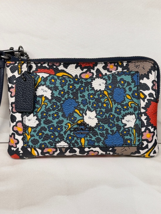 Coach Handbags - COACH Blue Multi Floral Leather Wristlet